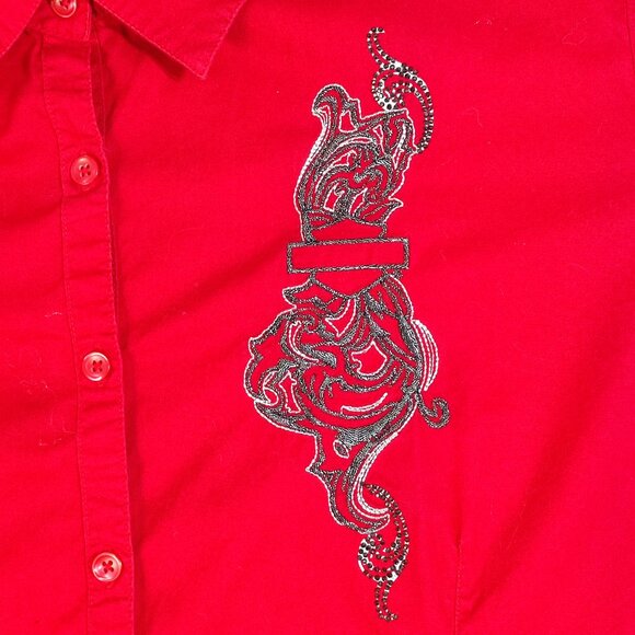 Harley-Davidson western shirt women's XXL red double side decorated, embroidered - Picture 3 of 12